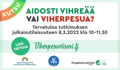 Viherpesuviisari-tutkimuksen julkaisutilaisuus Teamsissa 8.3.2022 klo 10.