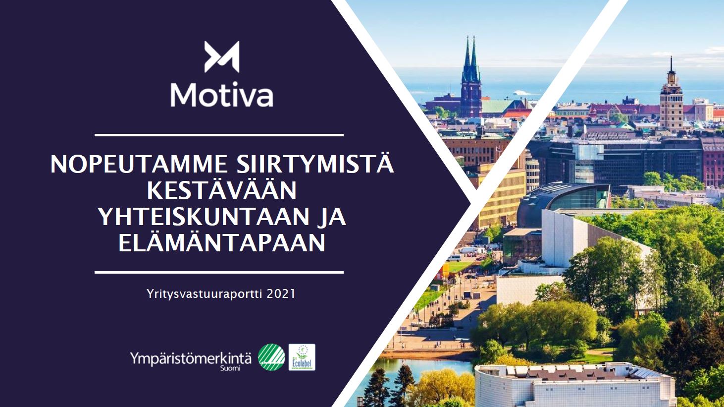 Motivan ja Ympäristömerkintä Suomen yritysvastuuraportti 2021 - kansikuva